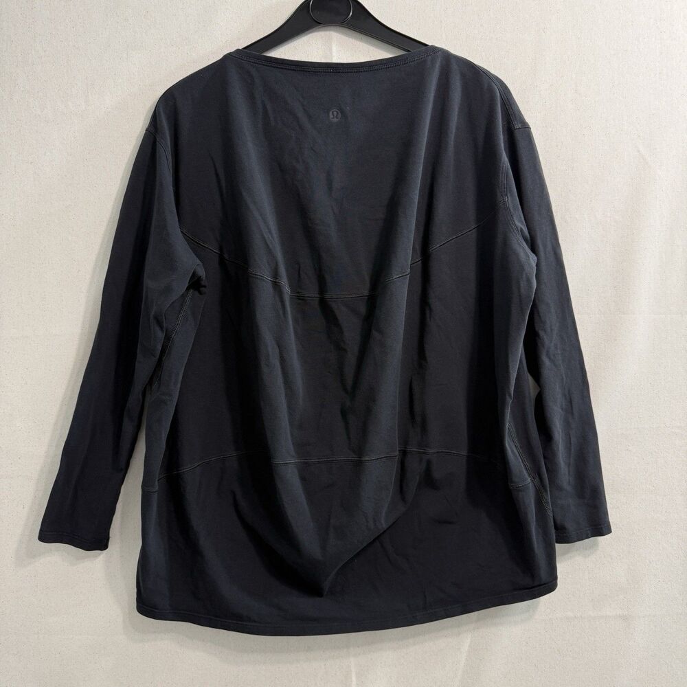 Lululemon Back In Action Long Sleeve Shirt Organic Cotton Black Womens Sz 4 Gym